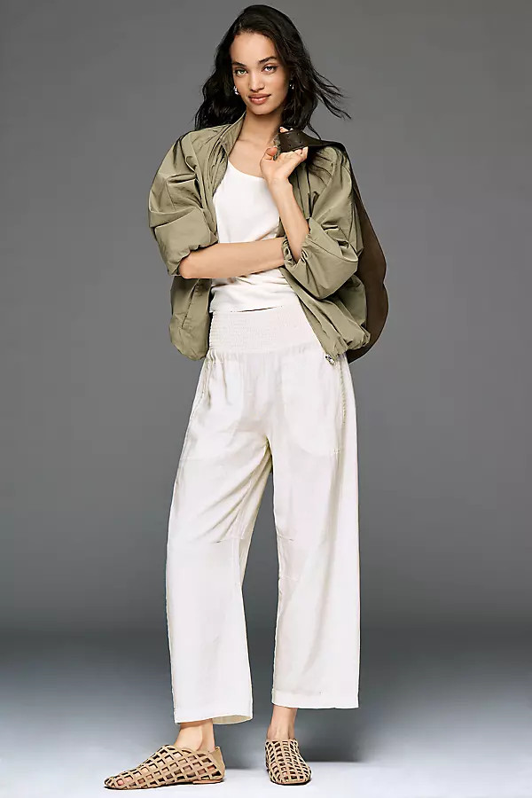 The Reese Linen Blend Pull-On Barrel Pants by Pilcro | Anthropologie (US)