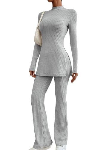 MakeMeChic Women's Pajama Set Loungewear Set Long Sleeve Tops Flare Leg Pants Workout Sets Tracks... | Amazon (US)