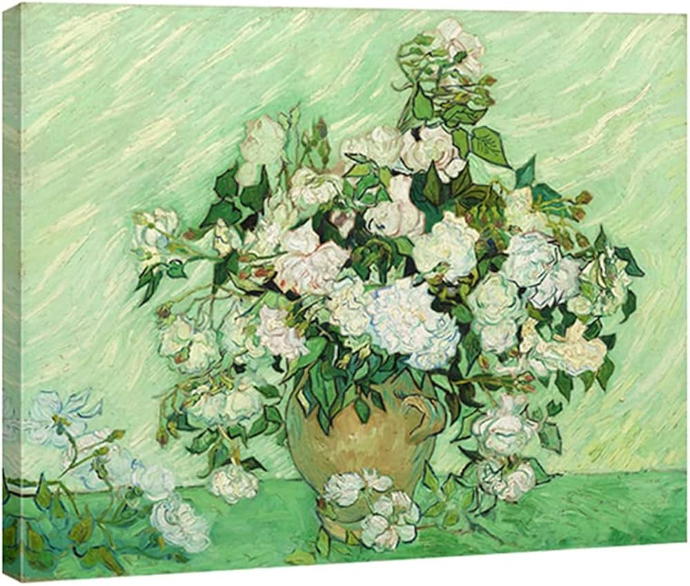 Wieco Art Vase with Pink Roses by Van Gogh Flowers Oil Paintings Reproductions Modern Giclee Canv... | Amazon (US)