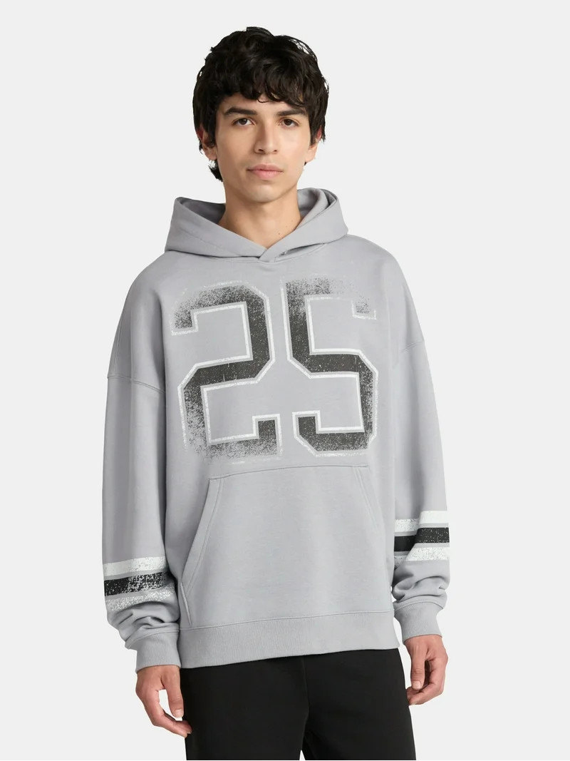 No Boundaries Varsity Hoodie with Long Sleeves, Men's & Big Men's - Walmart.com | Walmart (US)