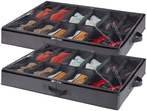 Lifewit Under Bed Shoe Storage Organizer Set of 2, 4.3 Inches Tall Low Profile Fabric Shoes Conta... | Amazon (US)