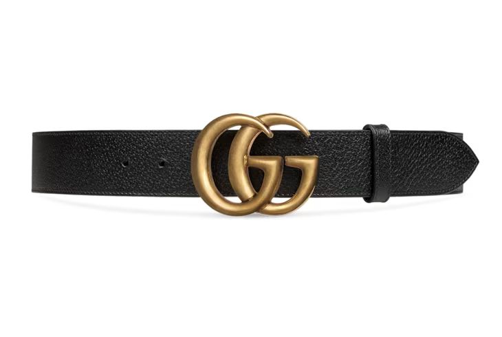 Wide leather belt with Double G buckle | Gucci (US)