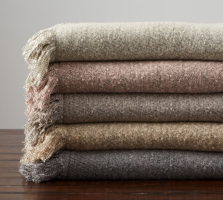 Heathered Boucle Fringe Throws | Pottery Barn (US)