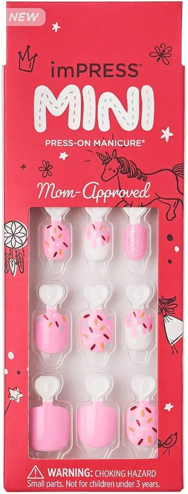 KISS imPRESS No Glue Mani Press On Nails, Mini Press-On Manicure for Kids, 'Super Duper', Pink, K... | Amazon (US)