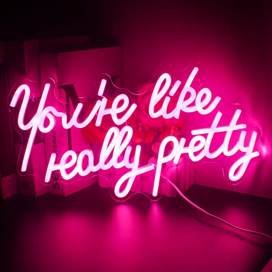 Lucunstar You're Like Really Pretty Neon Signs,Pink Led Neon Light for Wall Decor,Neon Signs for ... | Amazon (US)