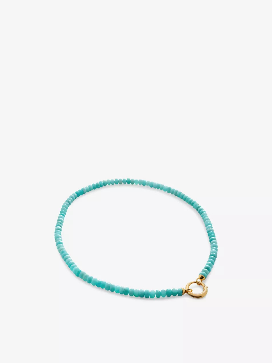 Kissing Moon Capture 18ct yellow gold-plated vermeil sterling-silver and amazonite beaded necklac... | Selfridges
