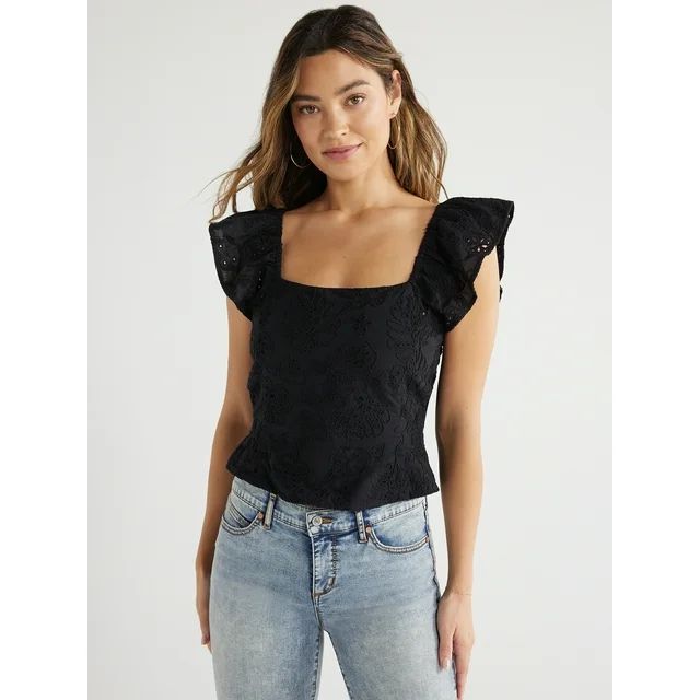 Sofia Jeans Women's Ruffle Sleeve Top, Sizes XS-XXXL | Walmart (US)