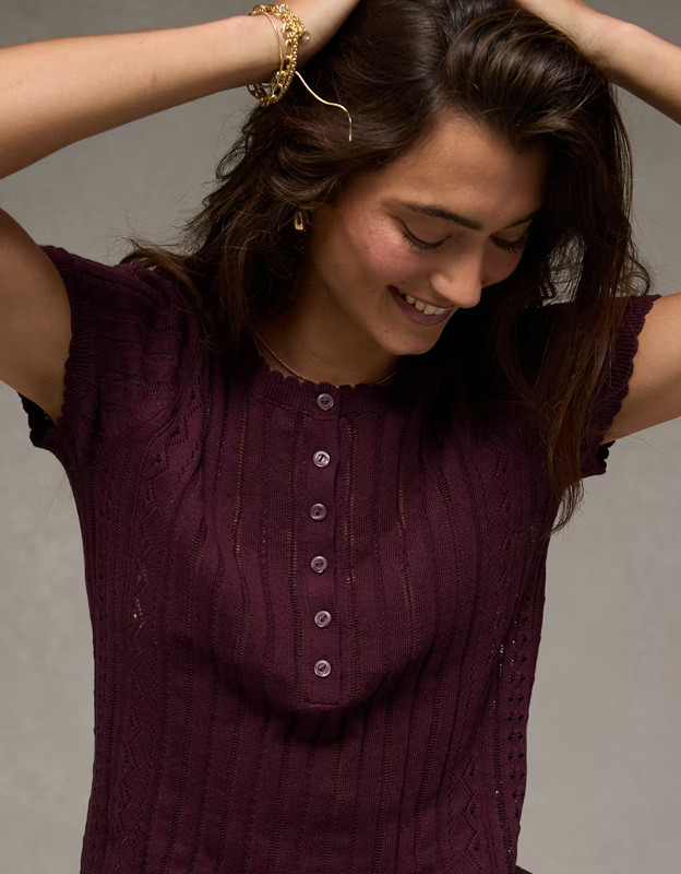 AE Henley Sweater T-Shirt | American Eagle Outfitters (US & CA)