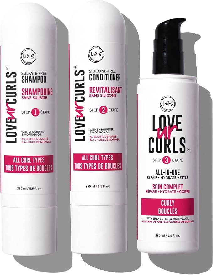LUS Brands Love Ur Curls for Curly Hair, 3-Step System - Shampoo and Conditioner Set with All-in-... | Amazon (US)