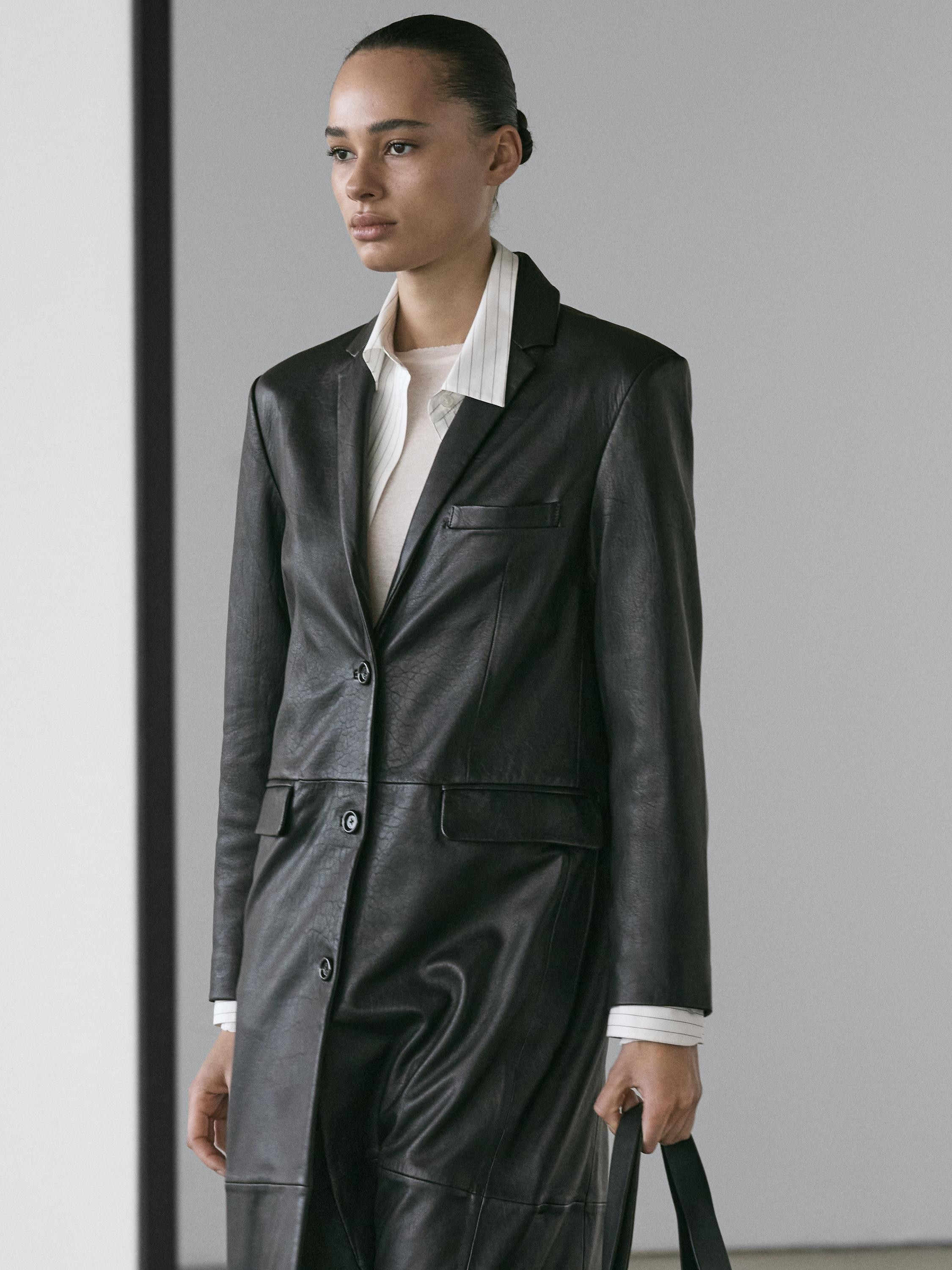 Long nappa leather coat | Massimo Dutti UK