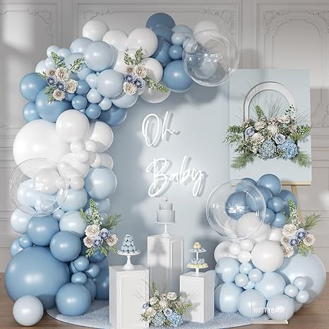 Dusty Blue Balloon Arch Kit 126 Pcs Light Blue and White Balloon Arch Garland Kit Include Macaron... | Amazon (US)
