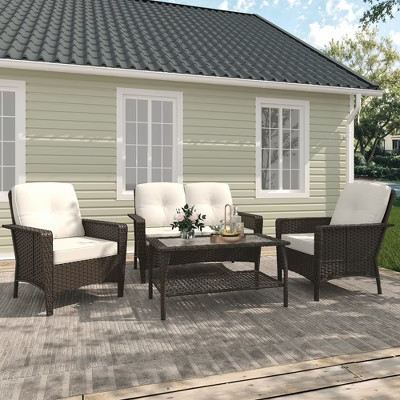 YARDSIGHT 4 Pieces Conversation Patio Set with Cushions | Target