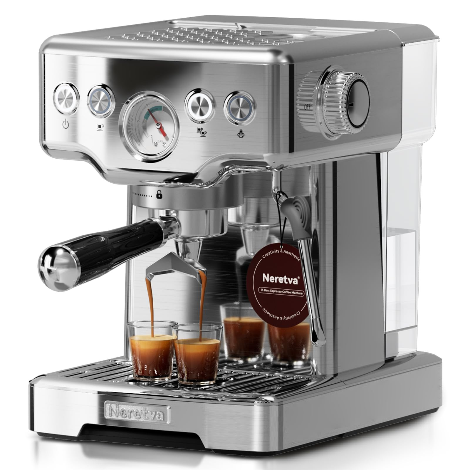 Neretva Espresso Machine, 15 Bar Espresso Coffee Machine with Visible Pressure Guage Professional... | Amazon (US)