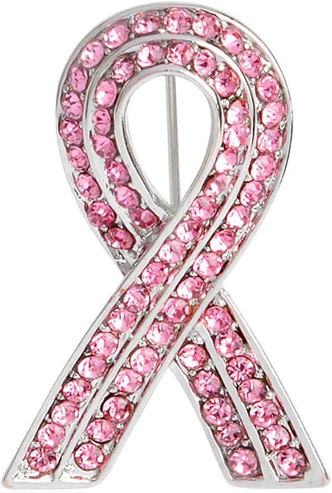 Pink Ribbon Pin, Breast Cancer Pin, Crystal Rhinestone Breast Cancer Awareness Pin, Pink Ribbon B... | Amazon (US)