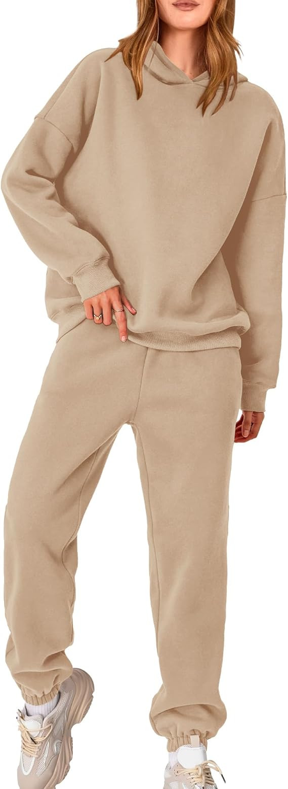 BTFBM Women 2 Piece Sweatsuits Long Sleeve Hooded Pullover Jogger Pants Fall Winter Casual Loose ... | Amazon (US)