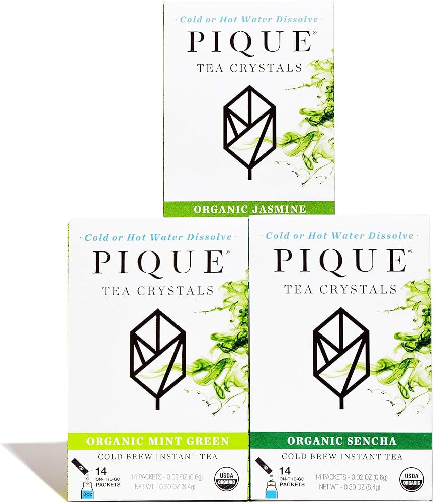 Pique Tea Organic Green Tea Crystals Sampler - Immune Support, Gut Health, Fasting - 42 Single Se... | Amazon (US)
