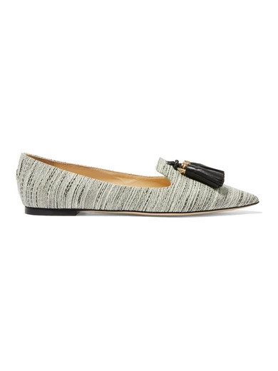 Gabby tasseled tweed point-toe flats | NET-A-PORTER (US)