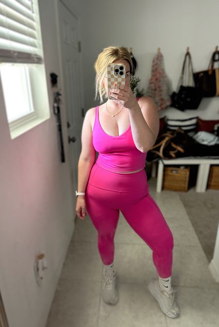 YOU NEED THIS SET ☀️
It's screaming spring 🌸💗💞

The best align inspired leggings on amazon- So buttery soft and smoothing 
Spring outfit, travel outfit, Workout outfit, activewear, spring activewear, spring outfit, travel outfit, summer outfit, Easter, pink workout, Barbie outfit 

#LTKSeasonal #LTKmidsize #LTKfitness