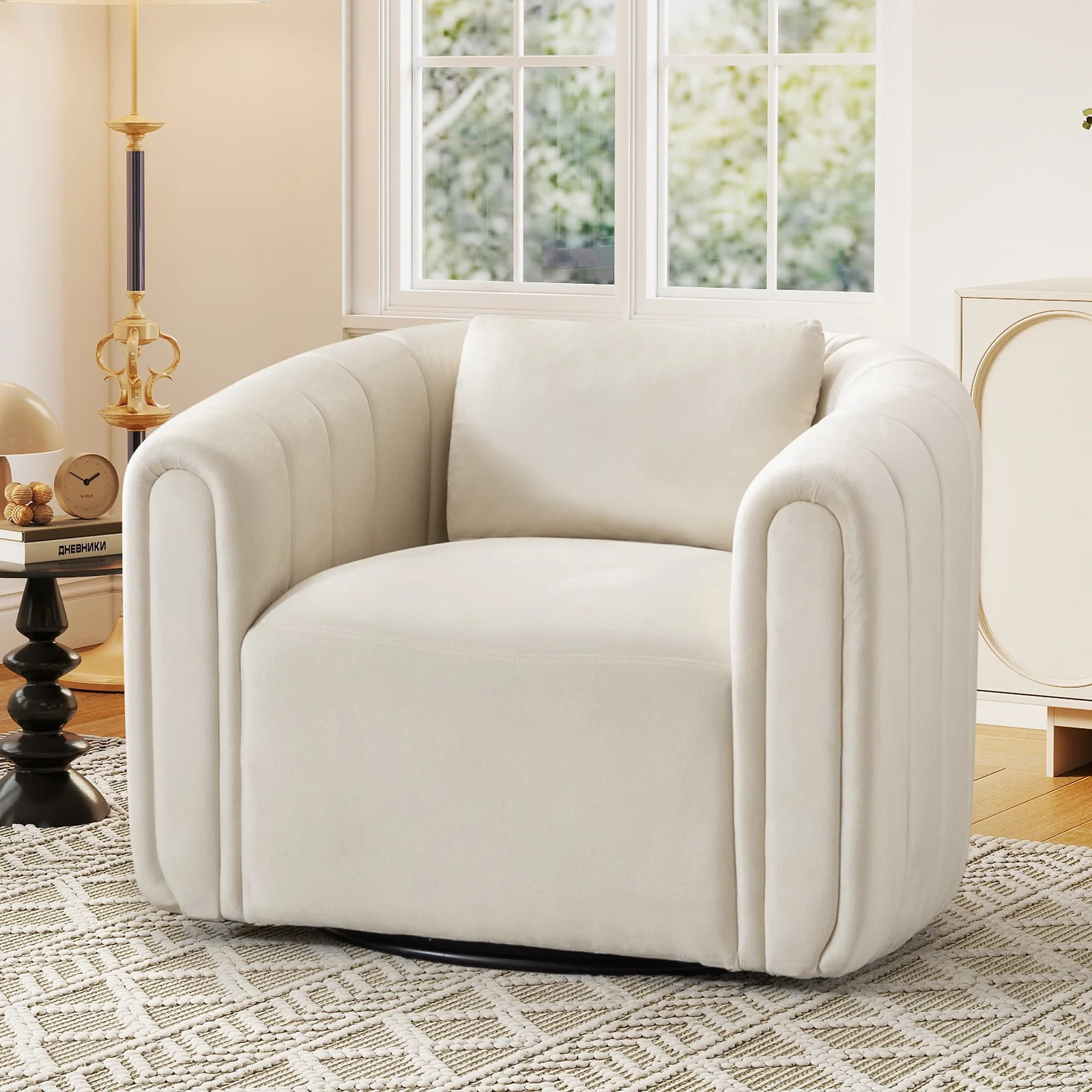 Bonzy Home Swivel Chair with Plump Pillow, Modern Velvet Accent Chair for Living Room Bedroom, Co... | Walmart (US)