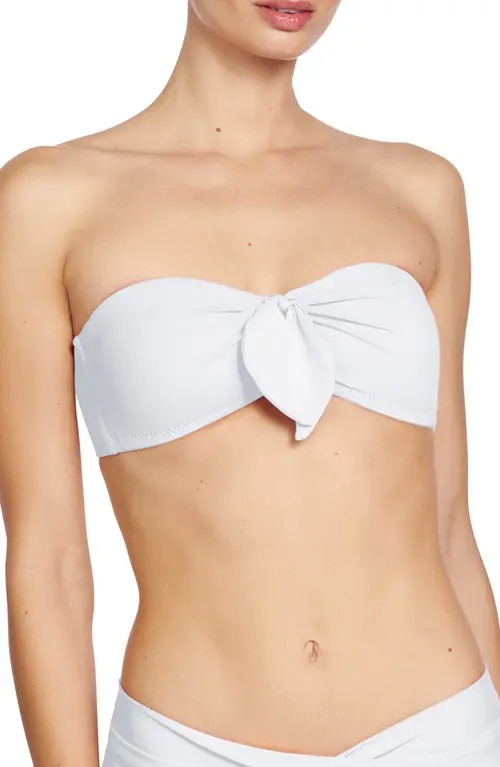 Robin Piccone Ava Knot Front Strapless Bikini Top in White at Nordstrom, Size Small | Nordstrom