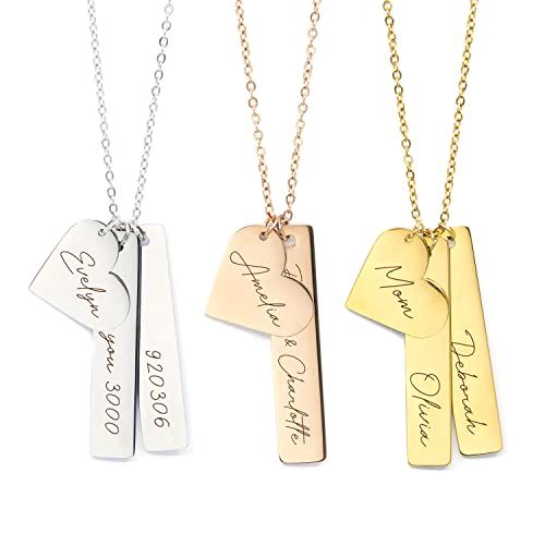 Custom Gold Bar Necklace Kids Name First Mother's Day Gifts from Daughter Personalized Engraved N... | Amazon (US)
