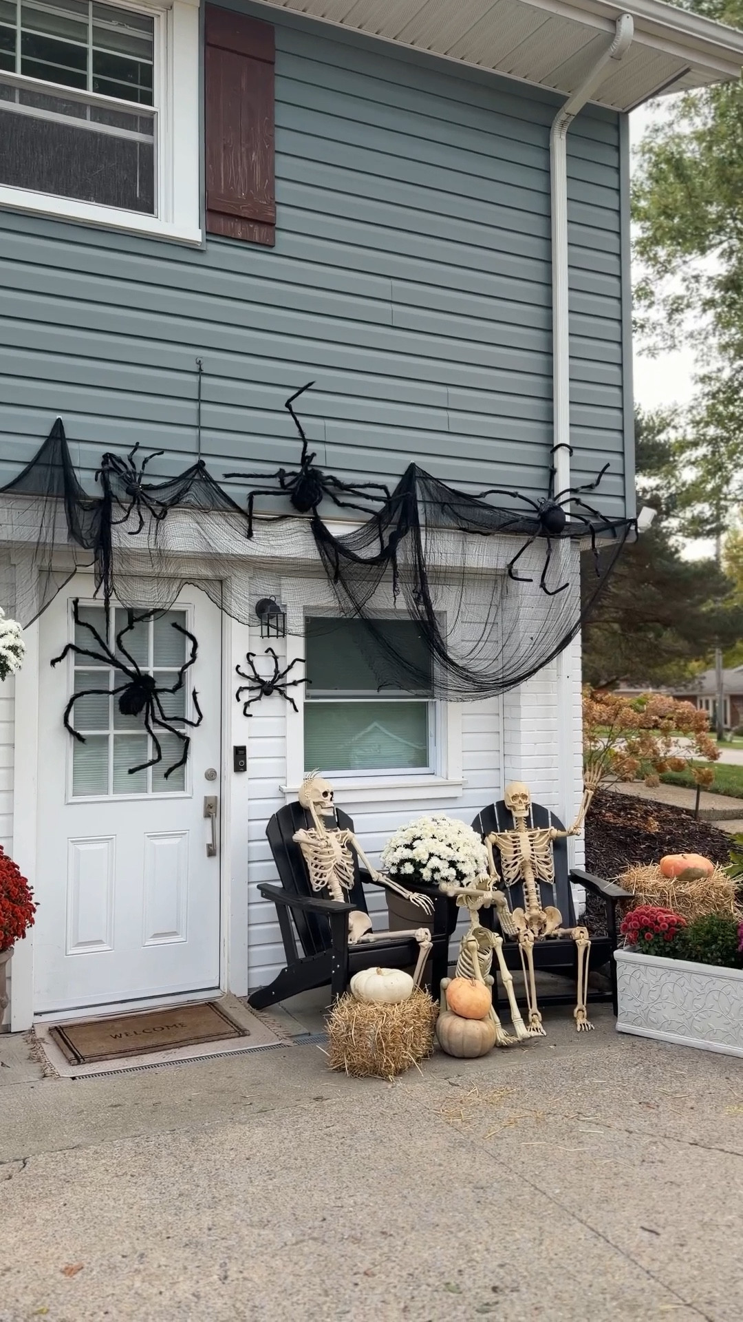 Halloween decor! Had a bunch of requests to link our skeletons & spiders! We’ve accumulated them over the last 5 years — ollie loooves helping decorate for Halloween with dad!!🕸️🕷️💀 

Posable skeletons, Home Depot, spiderwebs, big spiders, fall decor 

#LTKSeasonal #LTKHalloween #LTKHome