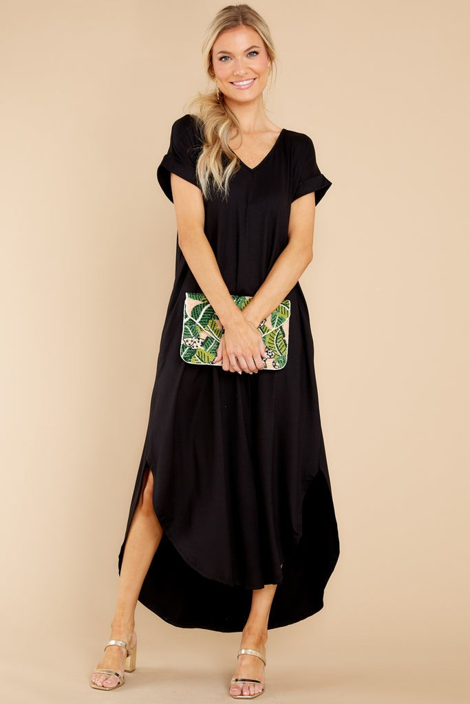 Always The Same Thing Black Maxi Dress- Airport Outfit | Red Dress 