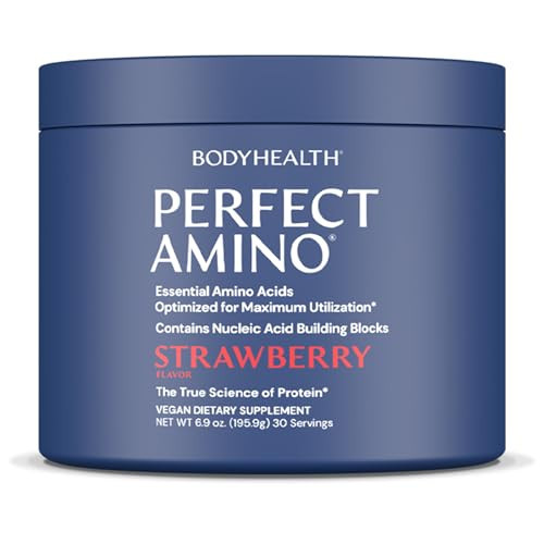 BodyHealth PerfectAmino Powder - BCAA and EAA Powder for Pre and Post Workout - Amino Acid Energy Drink for Men and Women to Support Lean Muscle and Recovery - Strawberry - 30 Servings | Amazon (US)