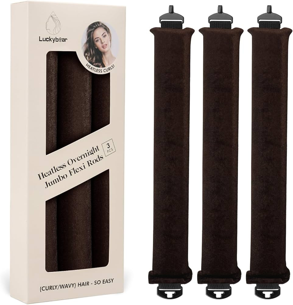 Luckybear Overnight Heatless Hair Curler Jumbo, 3pcs Satin Flexi Rods for All Hair Types, Heatles... | Amazon (US)