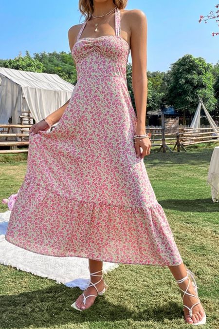 This pink floral midi dress is perfect as an Easter dress! Great spring dress for dates and a picnic too!

#LTKunder50 #LTKFind