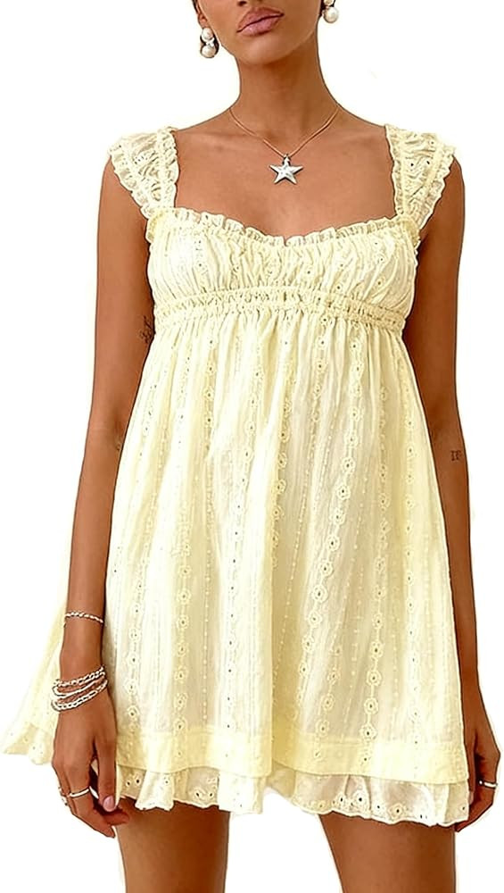 Women's Summer Babydoll Mini Dress Spaghetti Strap Sleeveless Party Short Y2k Swing Dresses A Lin... | Amazon (US)