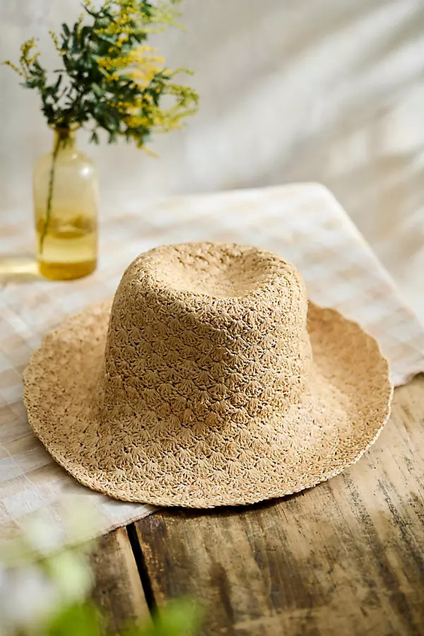 Scalloped Raffia Bucket Hat | Anthropologie (US)