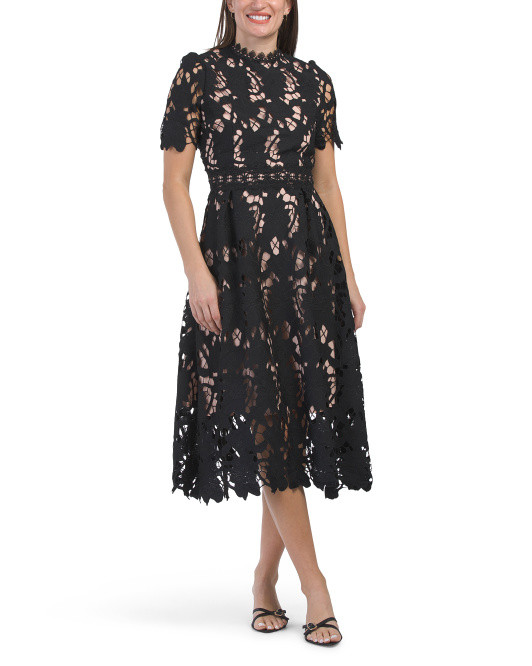 Short Sleeve Lace Midi Dress | TJ Maxx