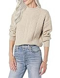 Amazon Essentials Women's Cable Knit Sweater, Soft-Touch Modern Crewneck, Tan Heather, XX-Large, Plus Size Available | Amazon (US)
