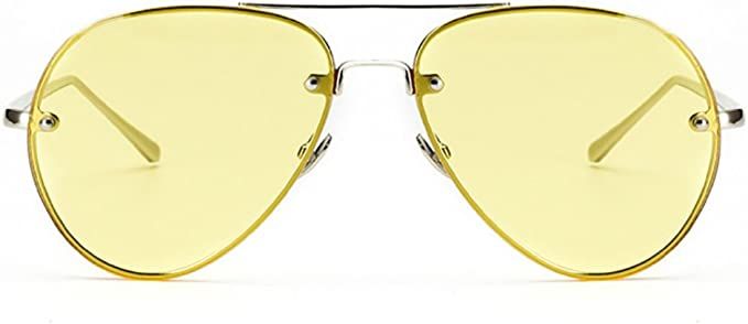 Oversized Aviator Sunglasses Vintage Retro Gold Metal Frame Colorful Lenses 62mm | Amazon (US)