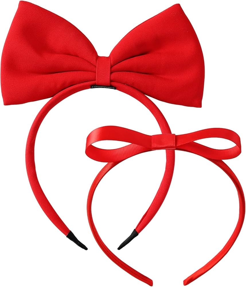 2 Pcs Big Red Bow Headband for Woman Girls Halloween Costume Headwear Christmas Party Cosplay Hai... | Amazon (US)