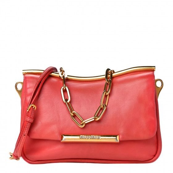 MIU MIU Nappa Shoulder Bag With Chain Red | Fashionphile