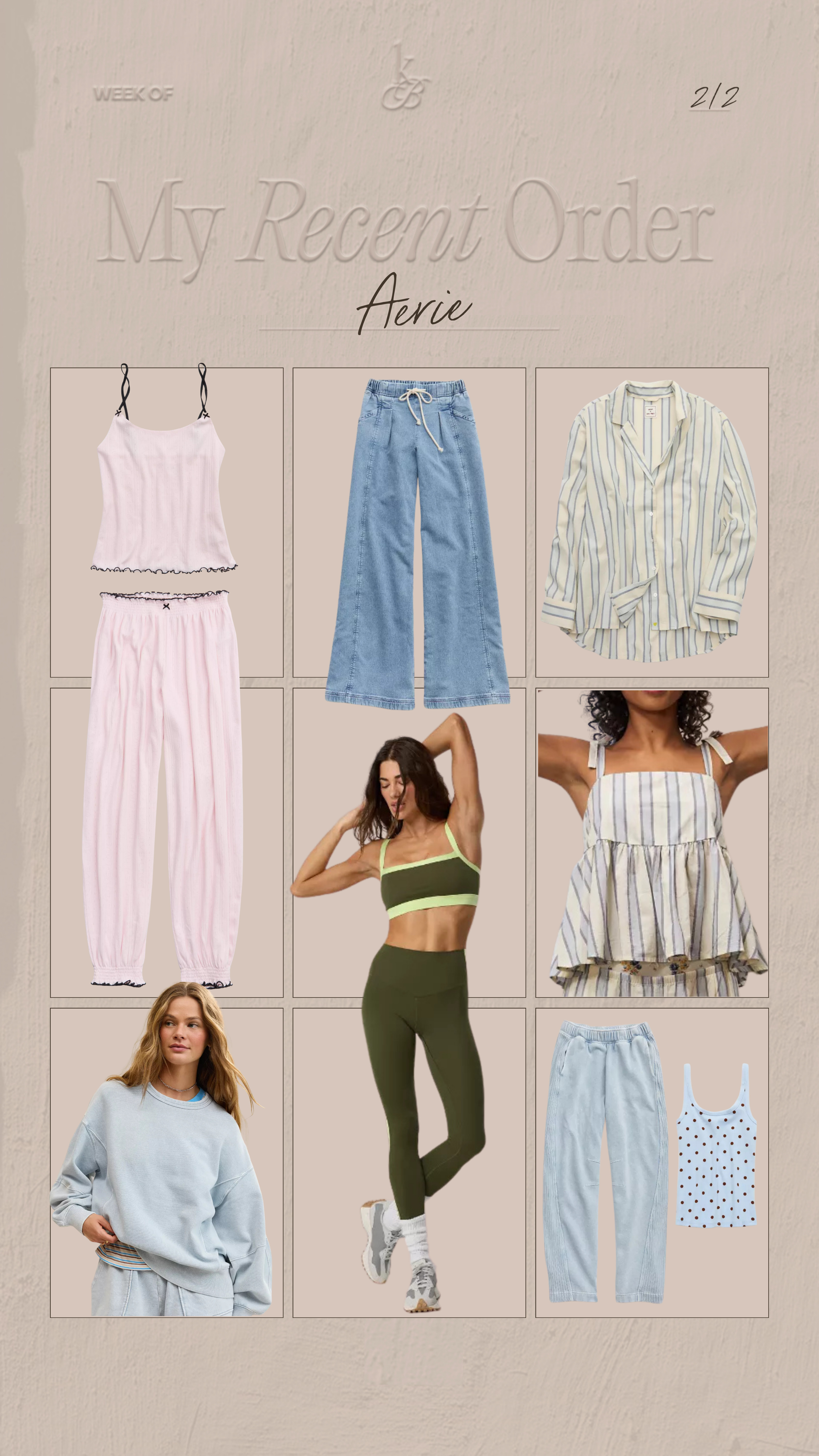 My recent Aerie order! So excited to start shopping for spring pieces🤍