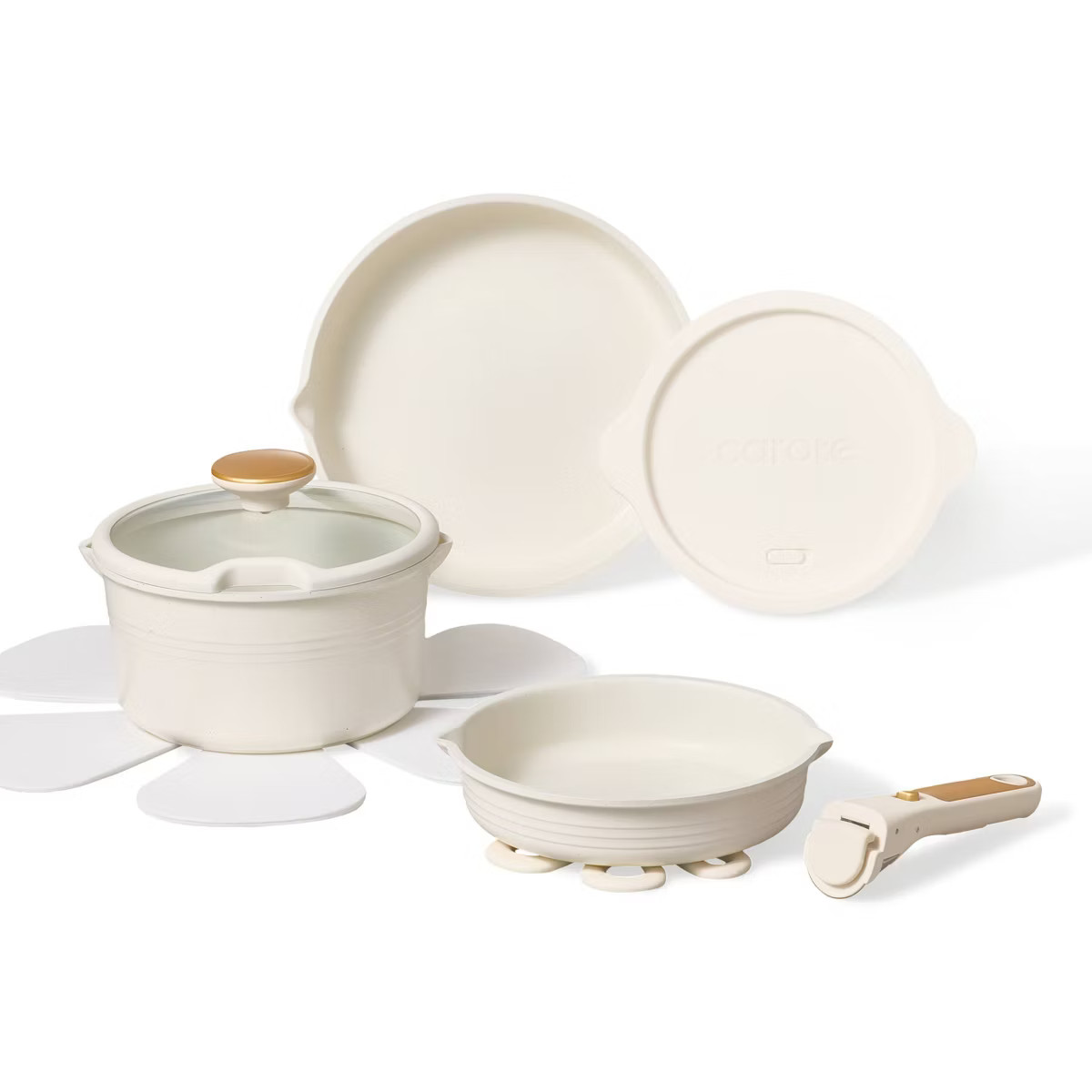 Carote 10pc Nonstick Cookware Set with Detachable Handle White | Target