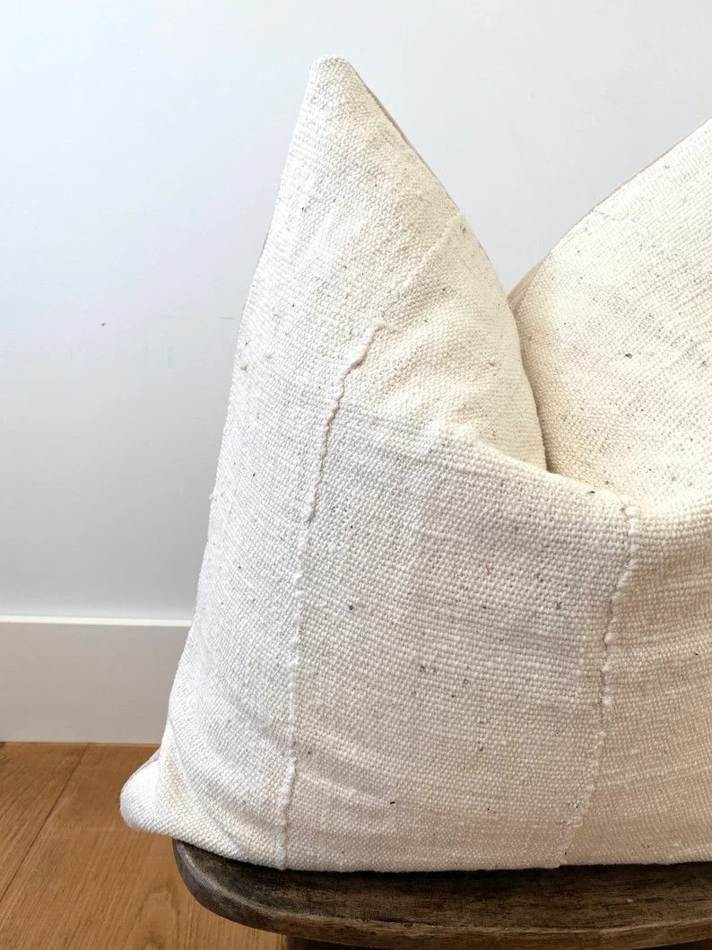Solid White Mudcloth Pillow Cover | African Mali Textile | 100% Cotton | Handmade | Boho Modern F... | Etsy (US)