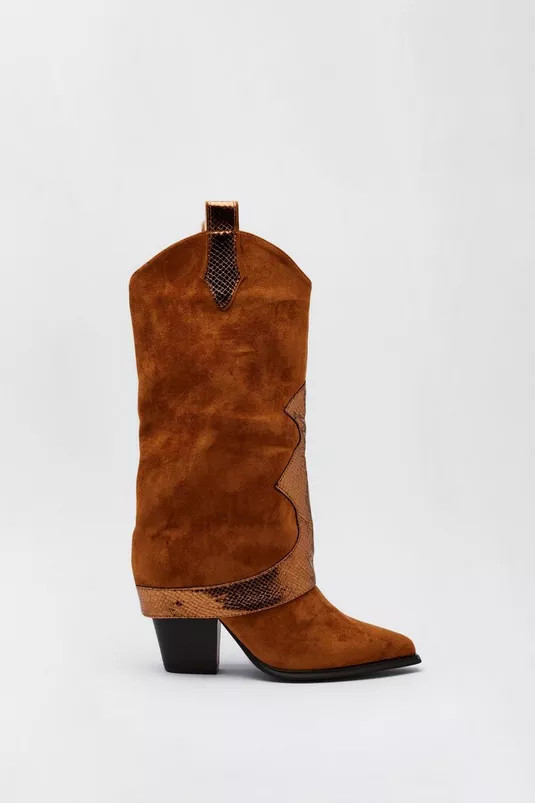 Bottes western à revers contrasté | Nasty Gal FR