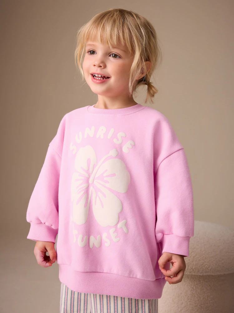 Pink Sweatshirt & Wide Leg Trousers Set (3mths-7yrs) | Next US