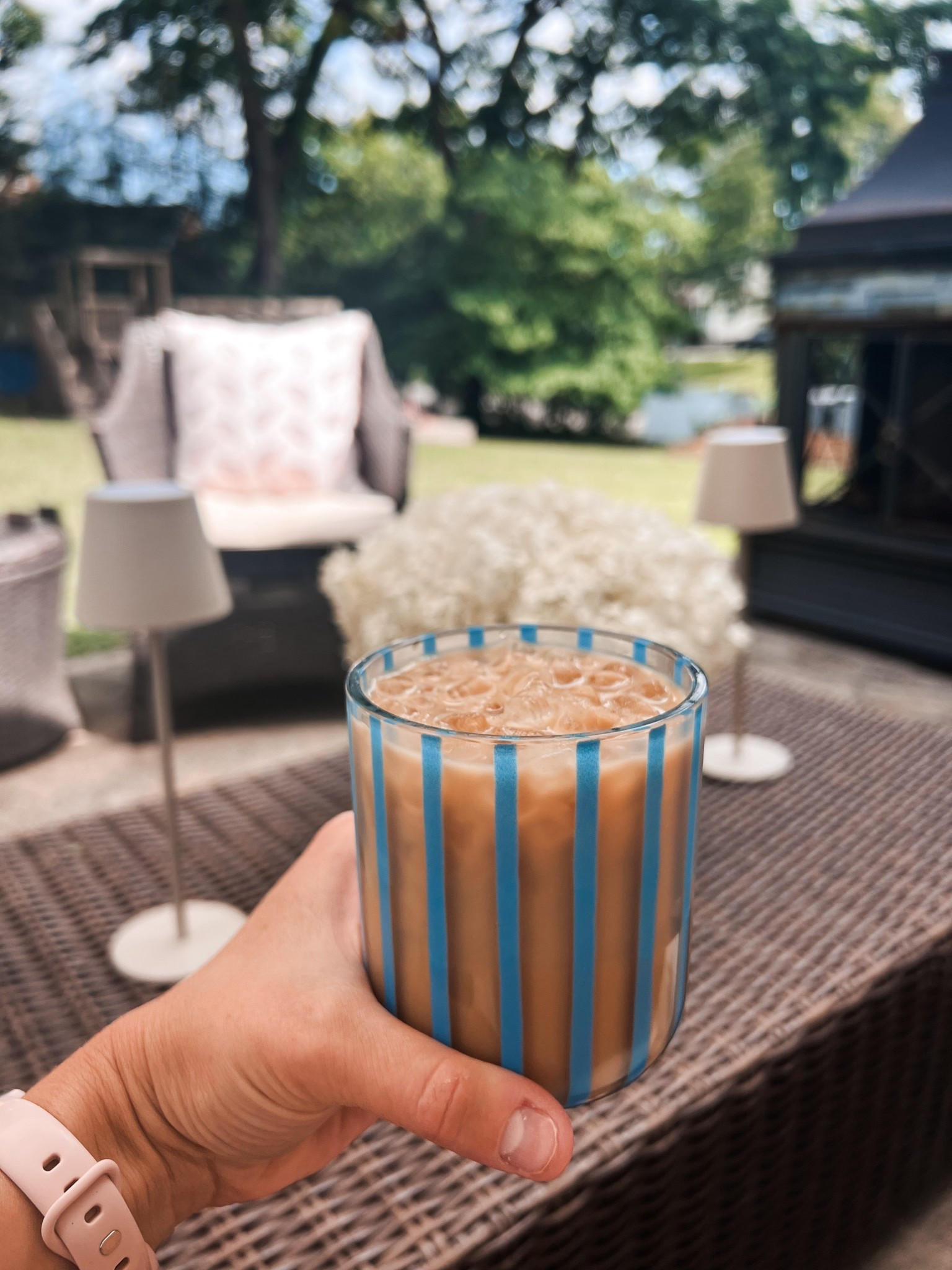 Patio weather from morning to night 👌🏻

I love an acrylic cup for outdoor use - this one had me at its blue stripes. 

#LTKSeasonal #LTKHome #LTKSummerEdit