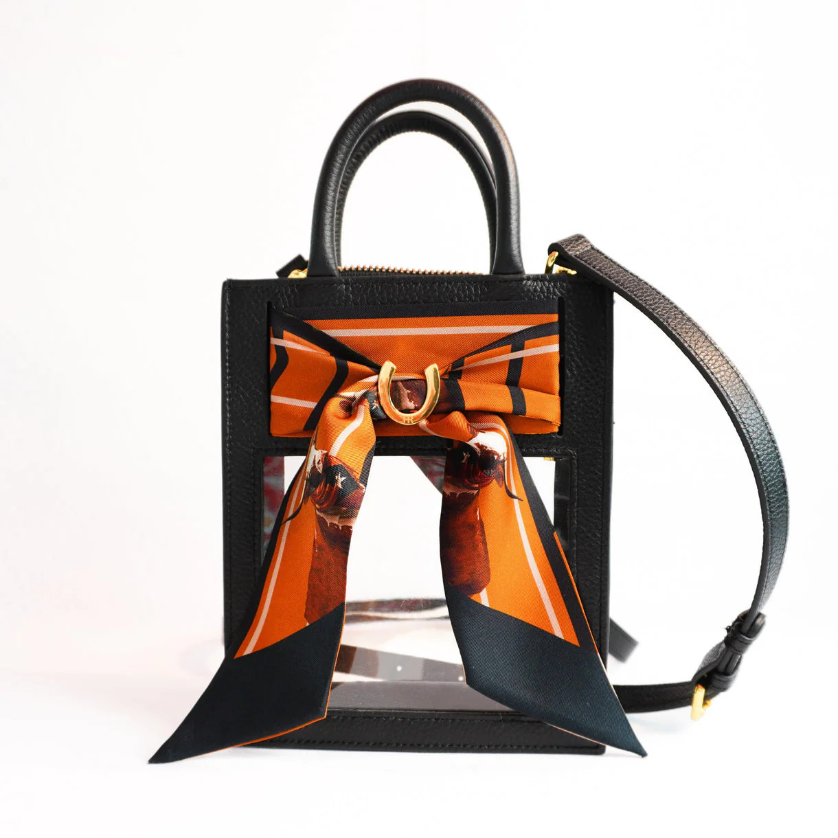 Mini Calista Clear + Dapper Longhorn Stadium Bag - Black | Lilla & Beth