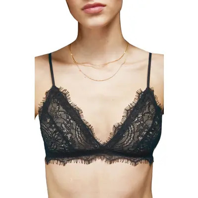 ANINE BING Lace Bra With Trim in Black at Nordstrom, Size Xx-Small | Nordstrom