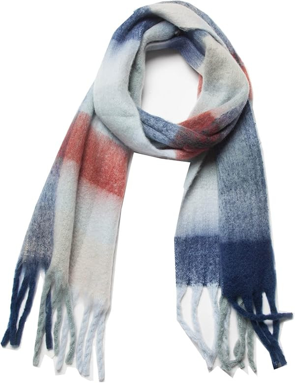SHOHOKU Large Chunky Plaid Scarf Cashmere Coloured Checked Oversized Scarf Tassel Soft Fall Winte... | Amazon (US)