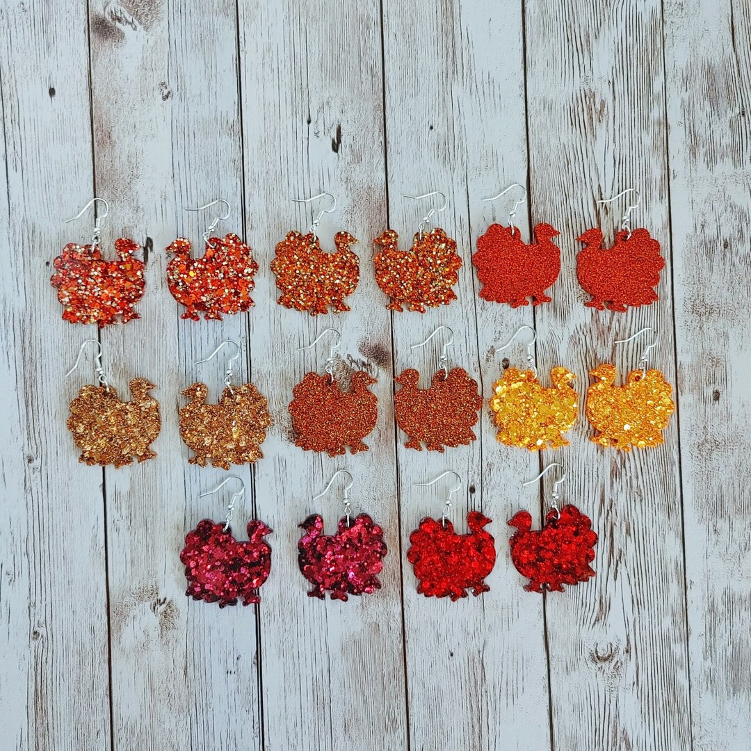 Turkey Glitter Resin Earrings - Etsy | Etsy (US)