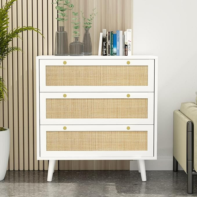 Anmytek White Dresser for Bedroom with 3 Drawers, Modern Wood 3 Drawer Dresser, White Chest of Dr... | Amazon (US)