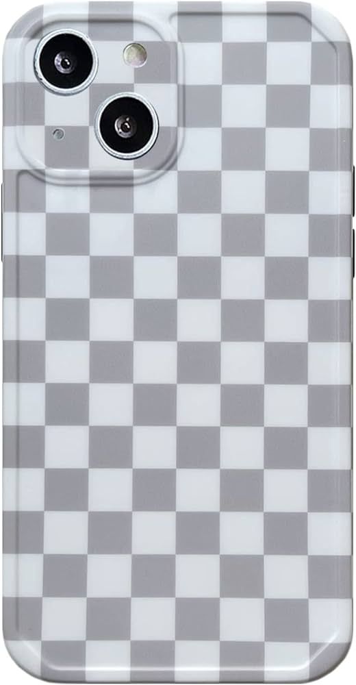 Tewwsdi Cold Gray Checkered Print Case Compatible with iPhone 14 6.1inch Chessboard Soft Slim Thi... | Amazon (US)