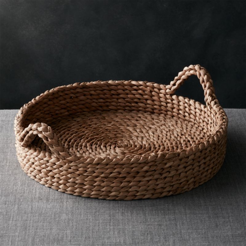 Onslow Handwoven Round Decorative Tray 17" + Reviews | Crate & Barrel | Crate & Barrel